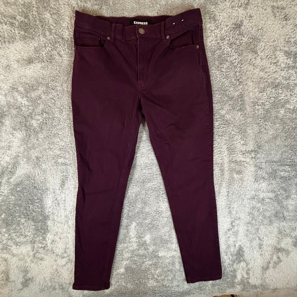 Express High Rise Legging Jeans Burgundy Wine Stretch Denim Size 8S 8C